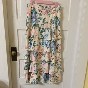 Floral Tiered Midi Skirt